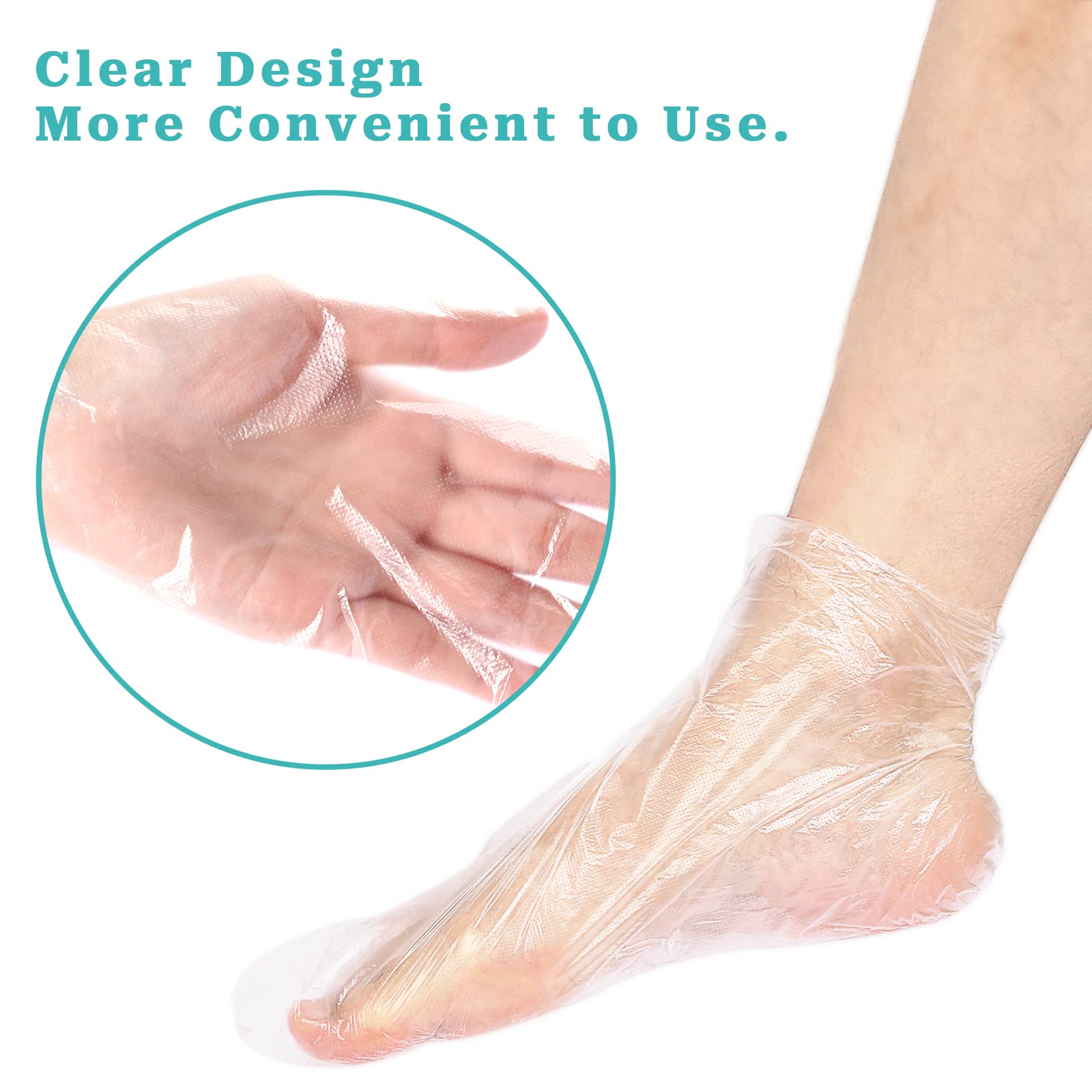 Sliverdew disposable plastic foot covers applied on feet over intensive moisturizing cream