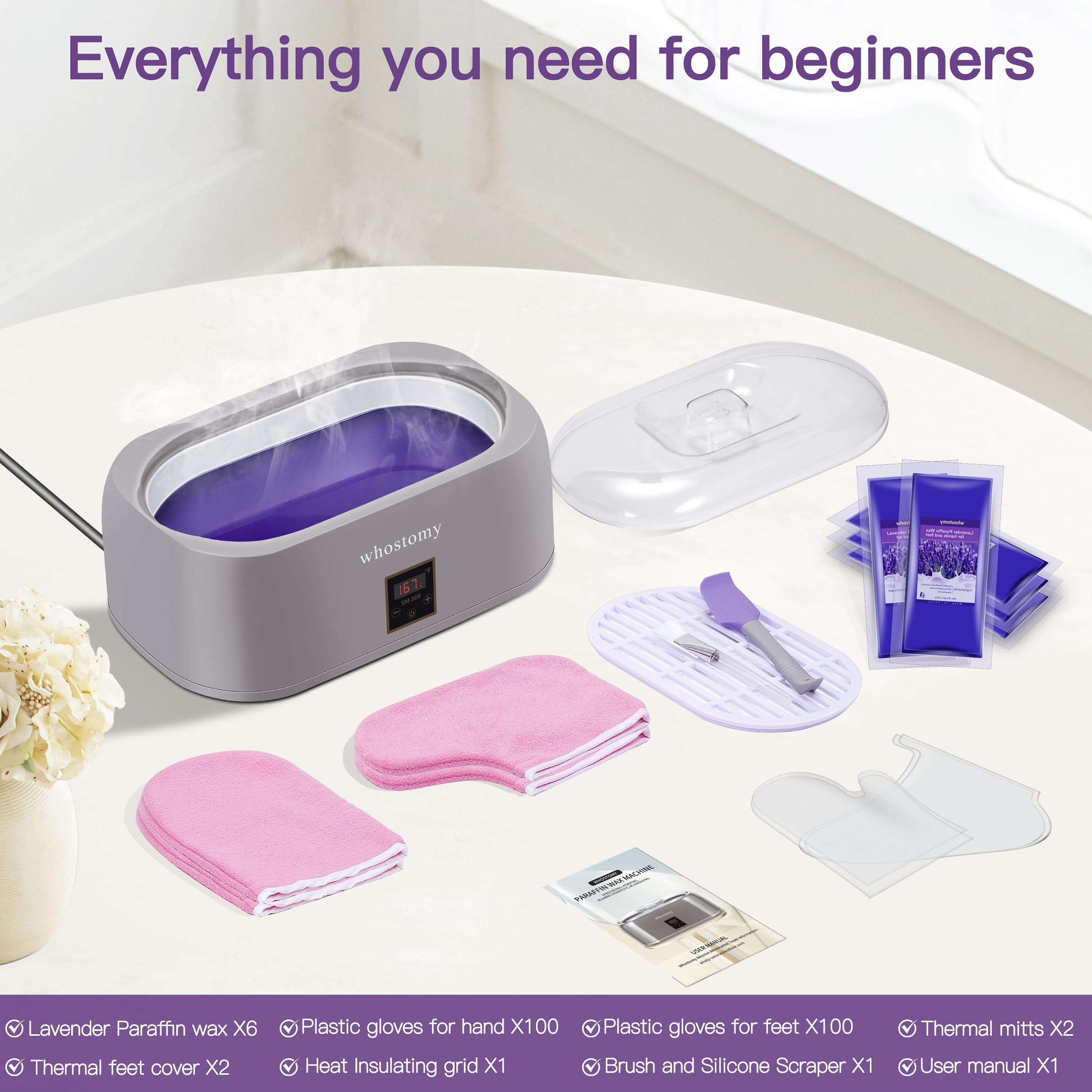 Whostomy four thousand milliliter wax bath chamber with melted pink paraffin wax inside.
