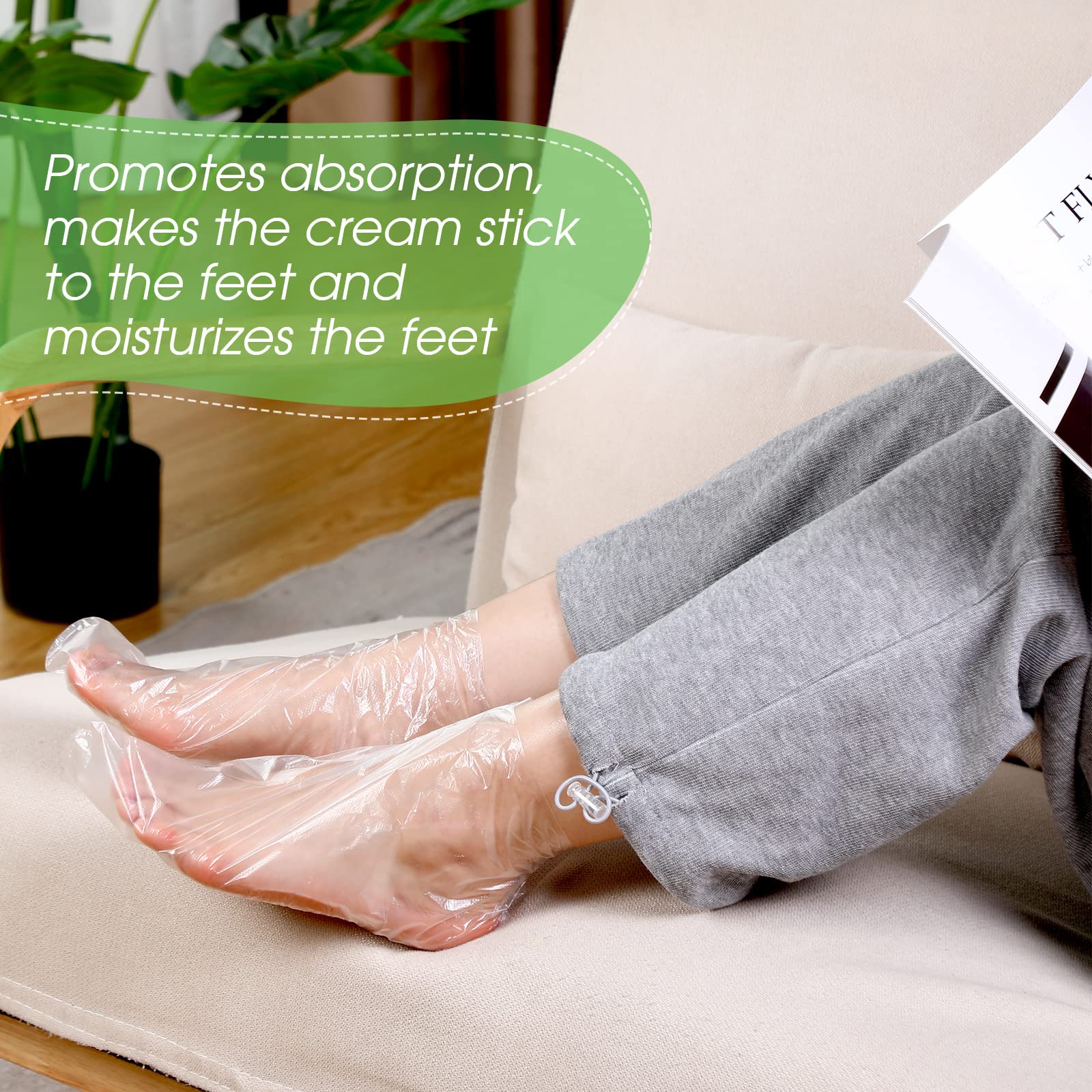 Bulk packaging of one thousand five hundred count clear plastic pedicure booties for home spa use