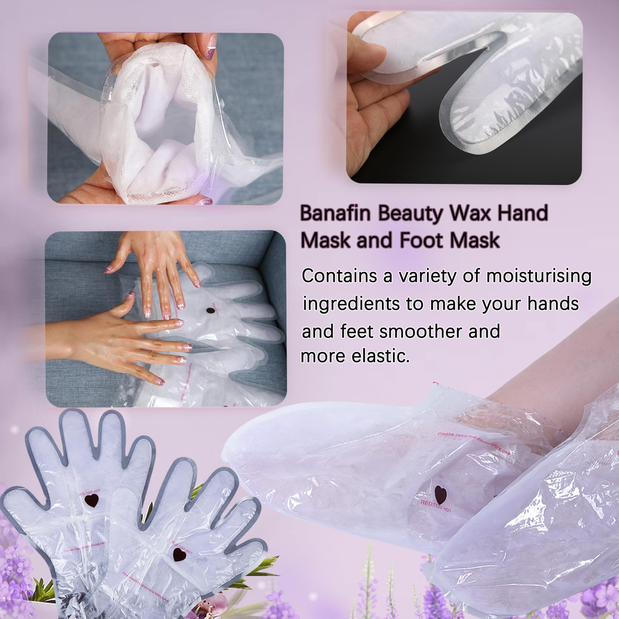 Self-contained paraffin wax foot mask booties for intensive hydration treatment