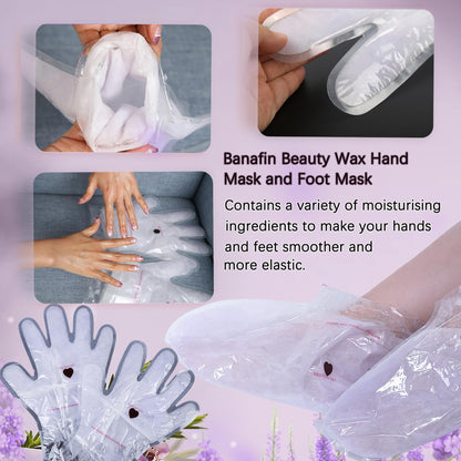 Self-contained paraffin wax foot mask booties for intensive hydration treatment