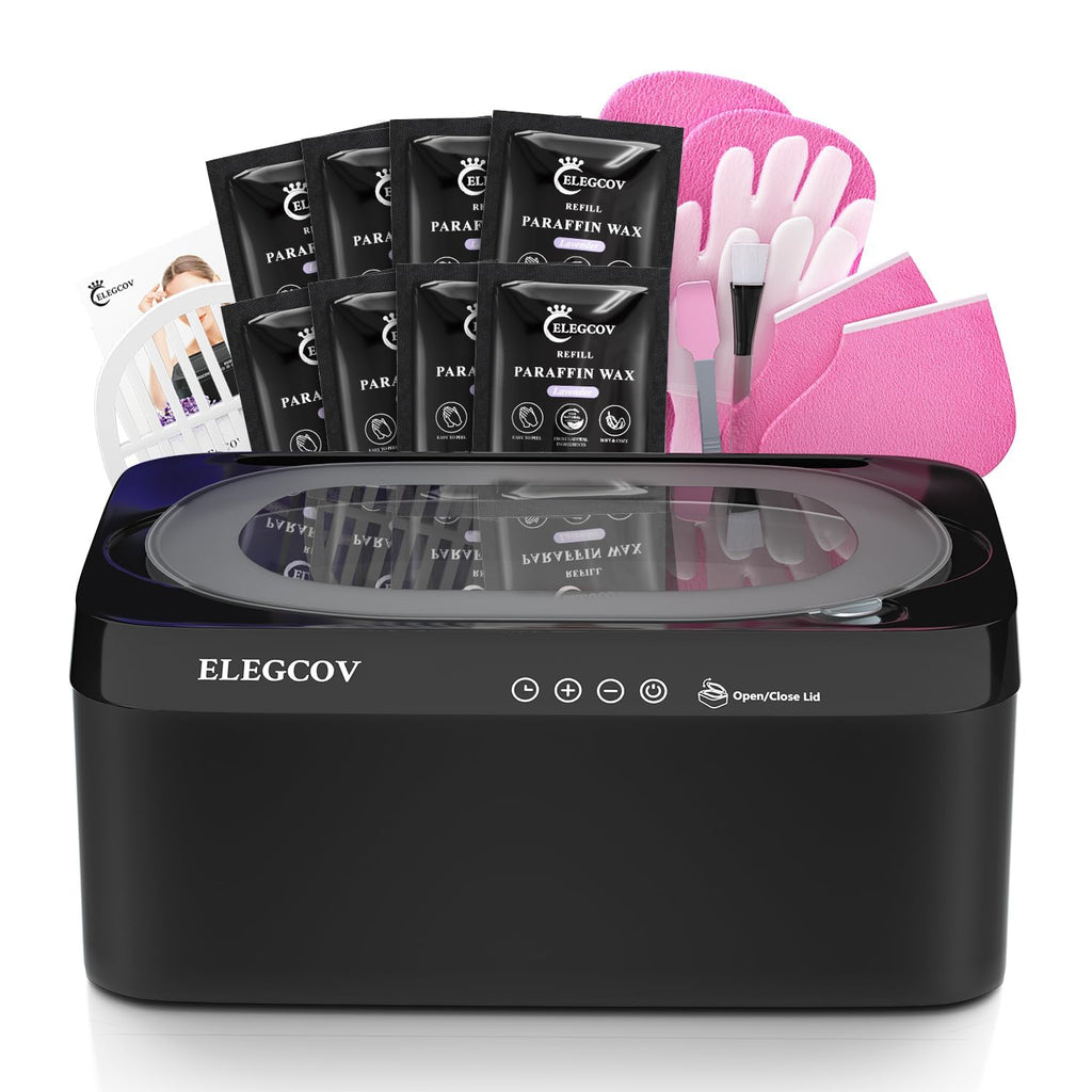 Elegcov 4500ml paraffin wax warmer placed on a clean home spa tabletop