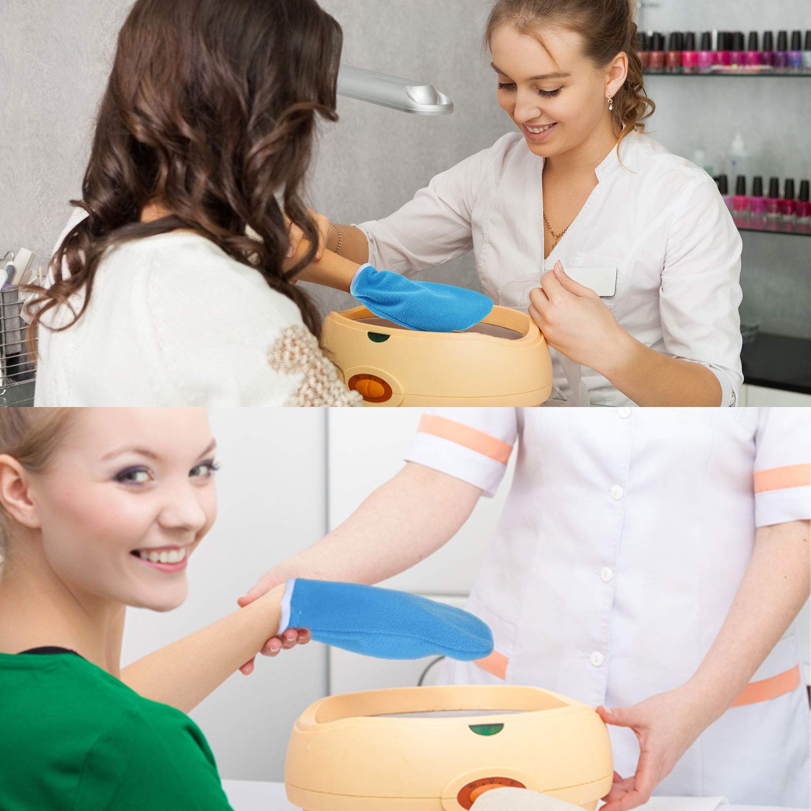 One hundred counts of clear disposable foot liners spread out for paraffin wax spa treatments