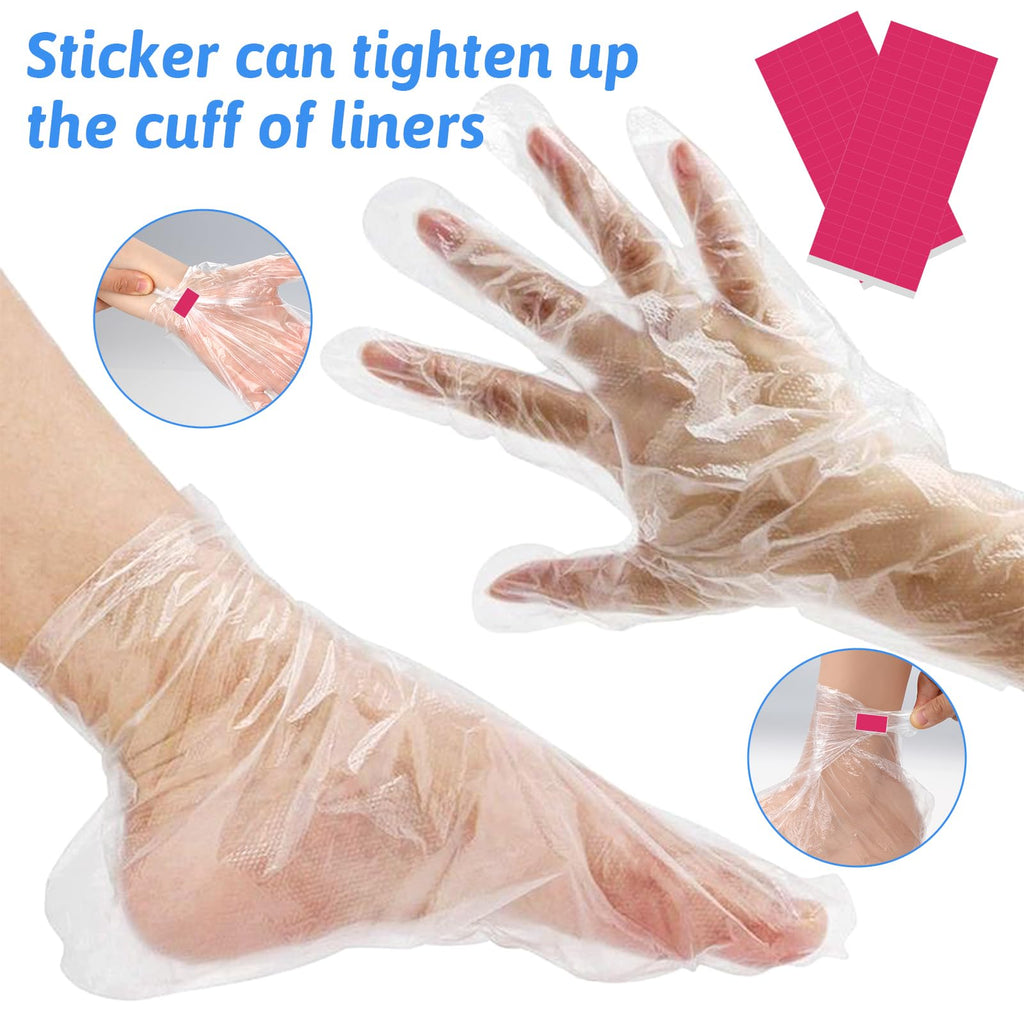 Tucnoeu disposable plastic hand gloves and foot covers spread out