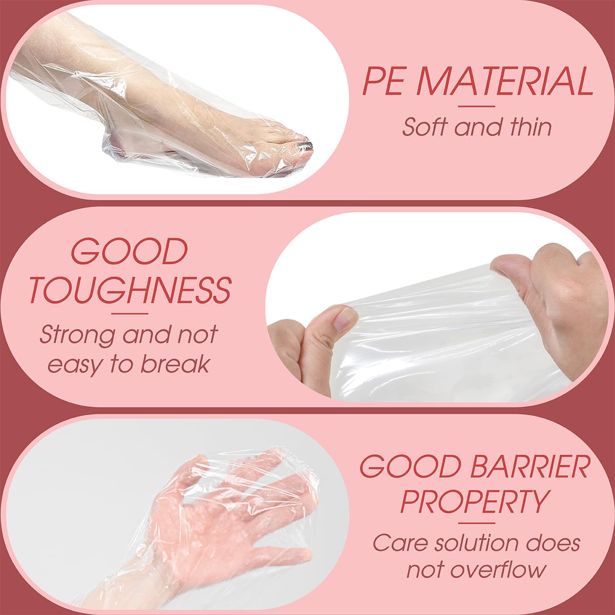 High density polyethylene disposable foot bags for intense moisturizing spa treatments