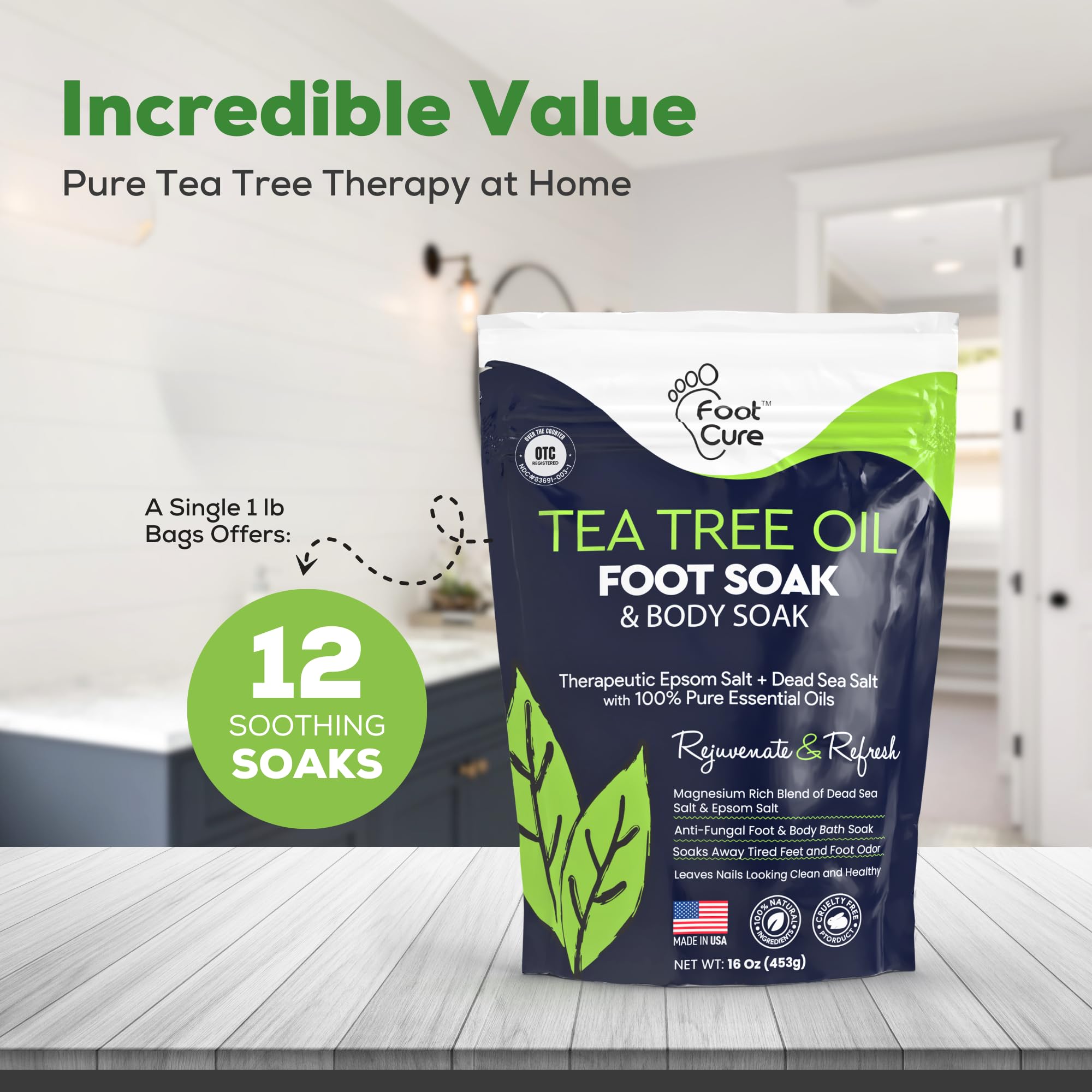 Foot Cure therapeutic pedicure salts close up showcasing texture and grain size
