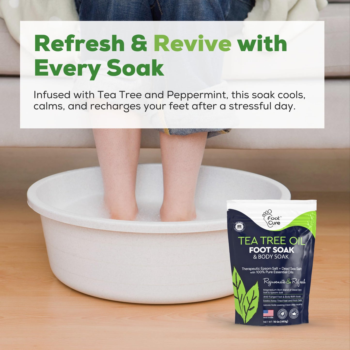 Foot Cure Dead Sea salt and magnesium sulfate soak for muscle relaxation