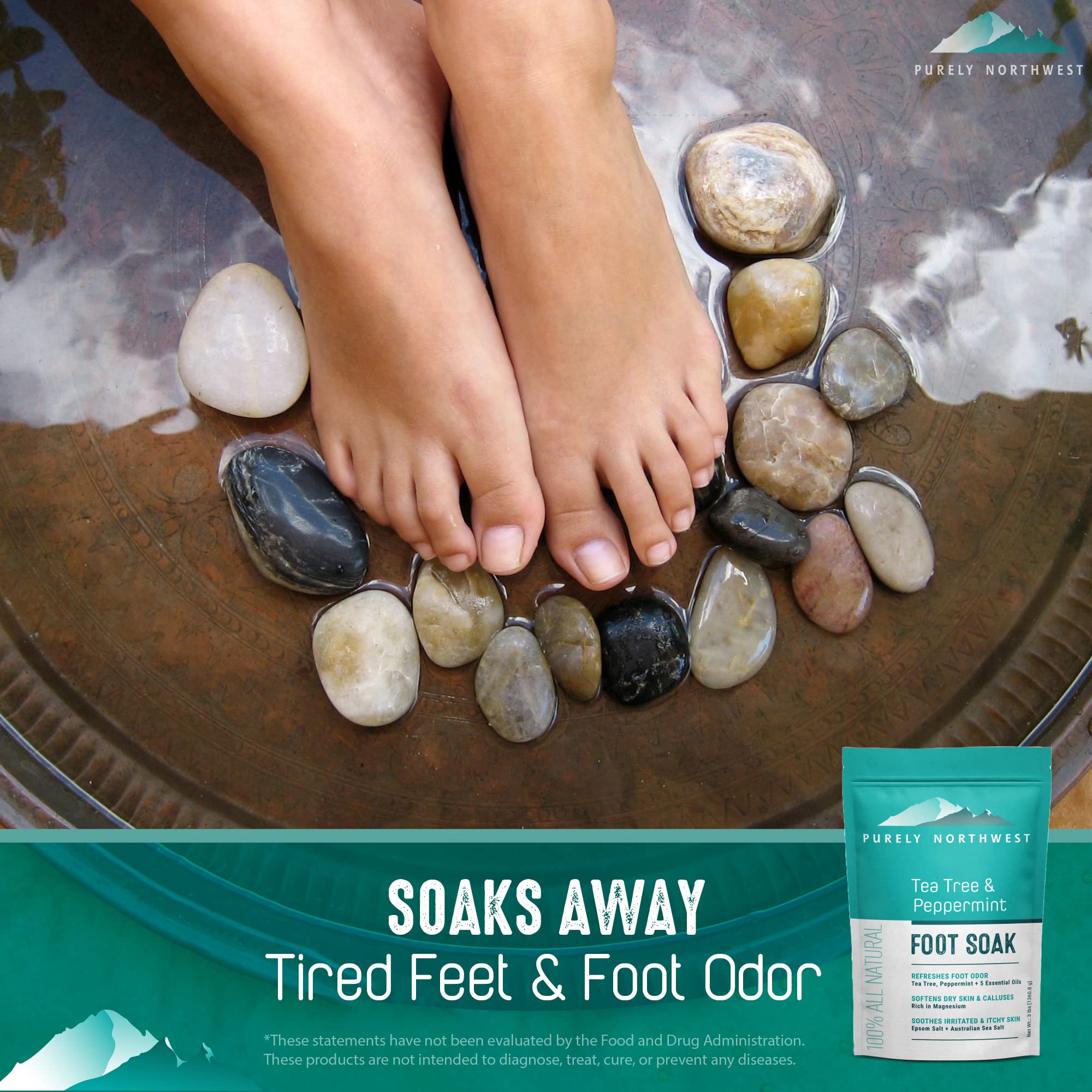 Therapeutic Epsom salt crystals blended with essential oils for foot pain relief