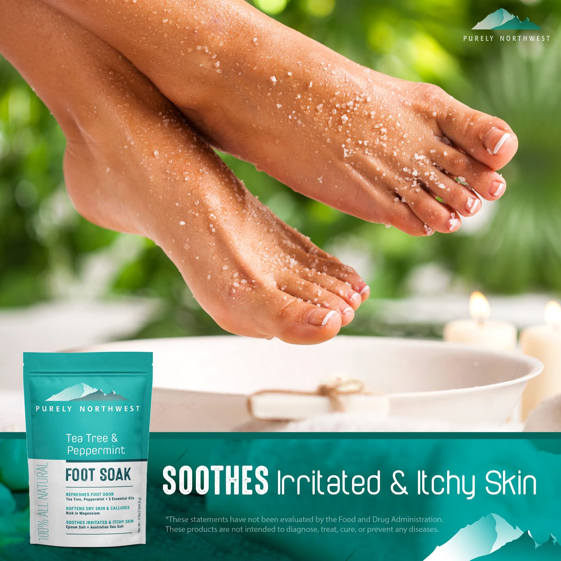 Premium imported USA beauty and personal care foot soak bag for dry calloused skin