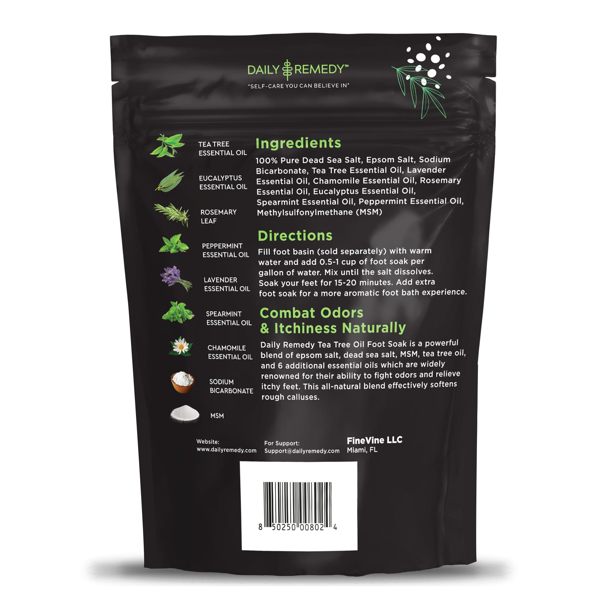 Close up view of the fast dissolving Epsom salt and tea tree oil mixture texture
