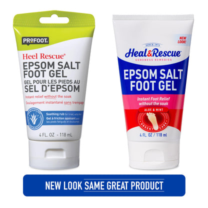 Heal And Rescue foot therapy gel tube being applied to dry heels for fast cooling relief