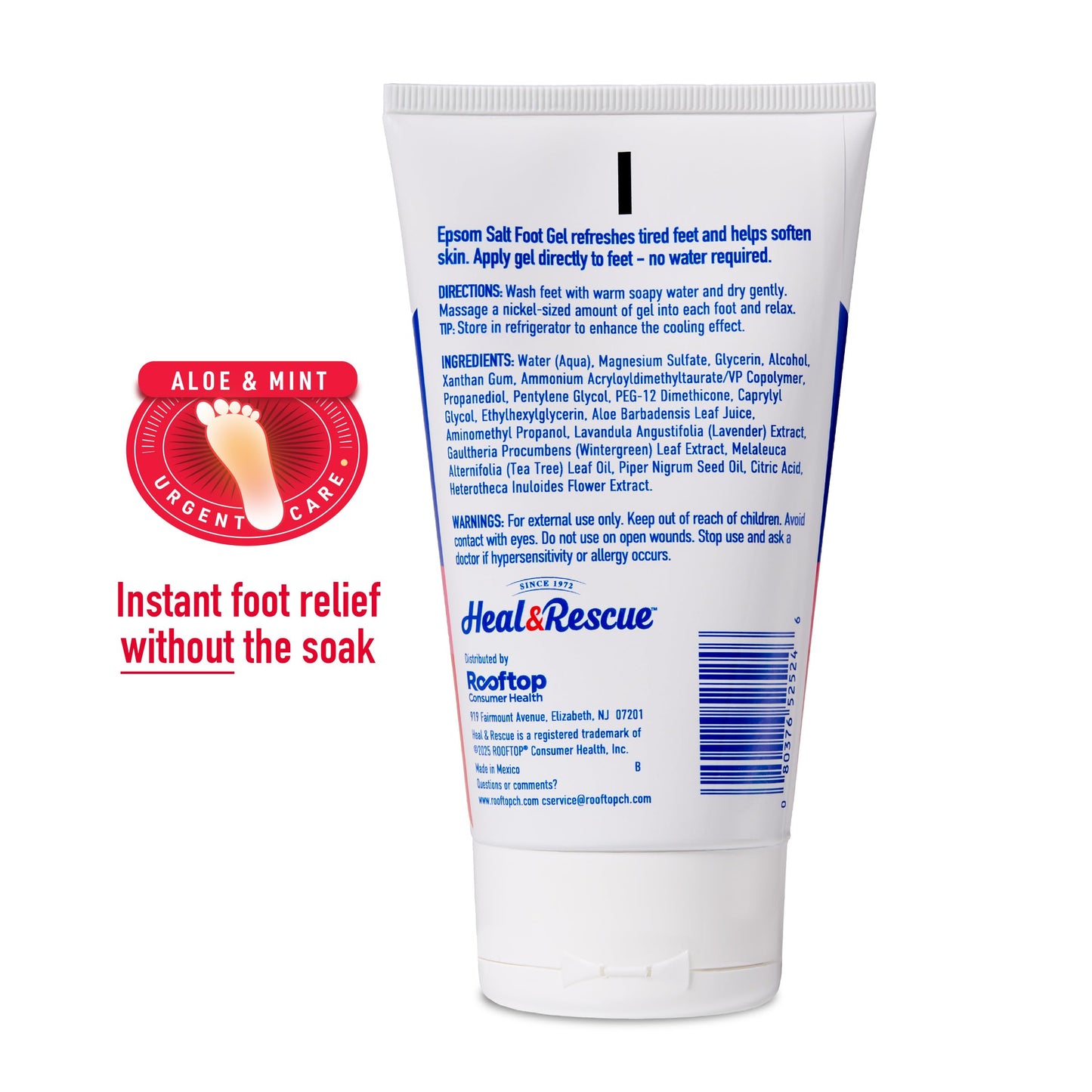 Heal And Rescue peppermint and wintergreen infused muscle relaxing topical gel for daily foot care