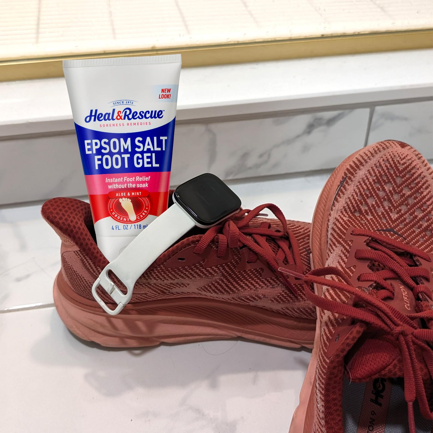 Secure cap view of Heal And Rescue four ounce on the go portable foot recovery gel packaging