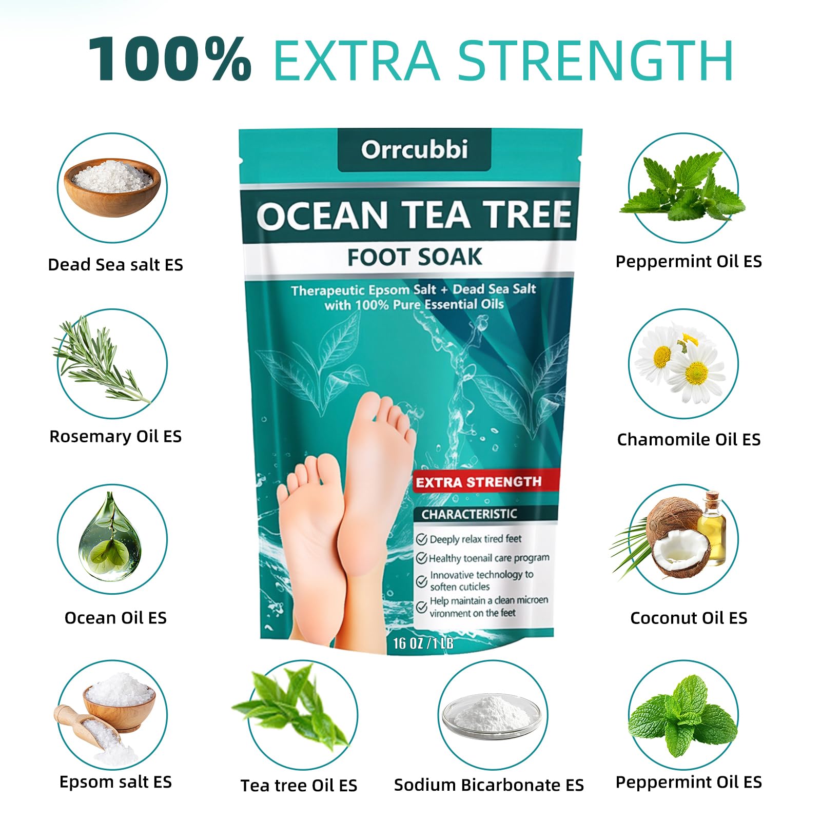 Foot Cure foot soak pouch with mineral salt texture