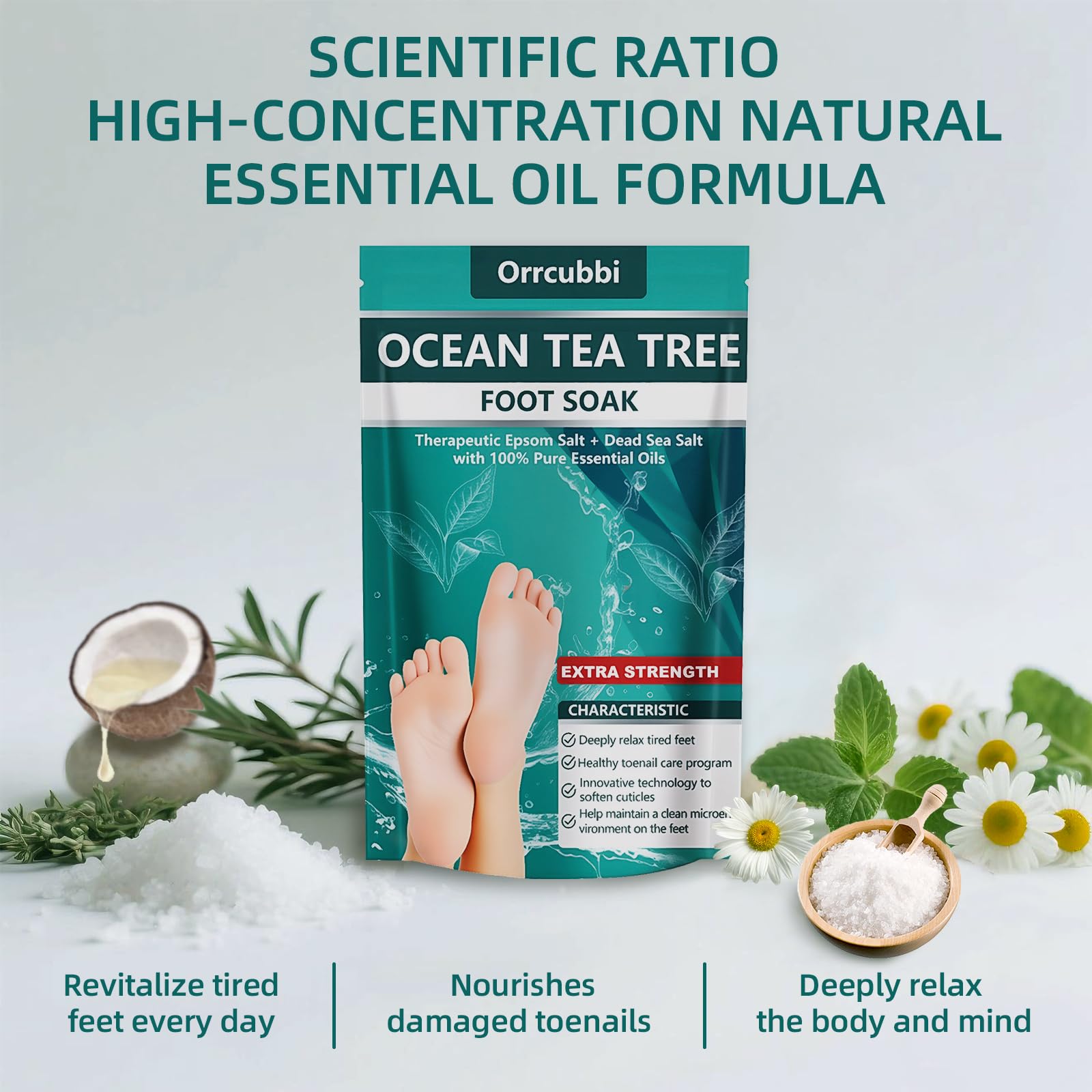 Close up of Foot Cure Epsom and Dead Sea salt blend