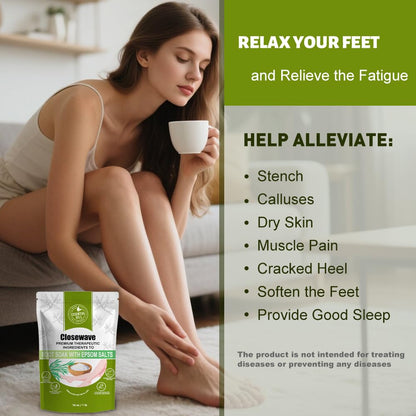 Natural V.I.P. foot soak packaging showing ingredients and benefits