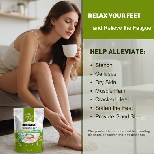 Natural V.I.P. foot soak packaging showing ingredients and benefits