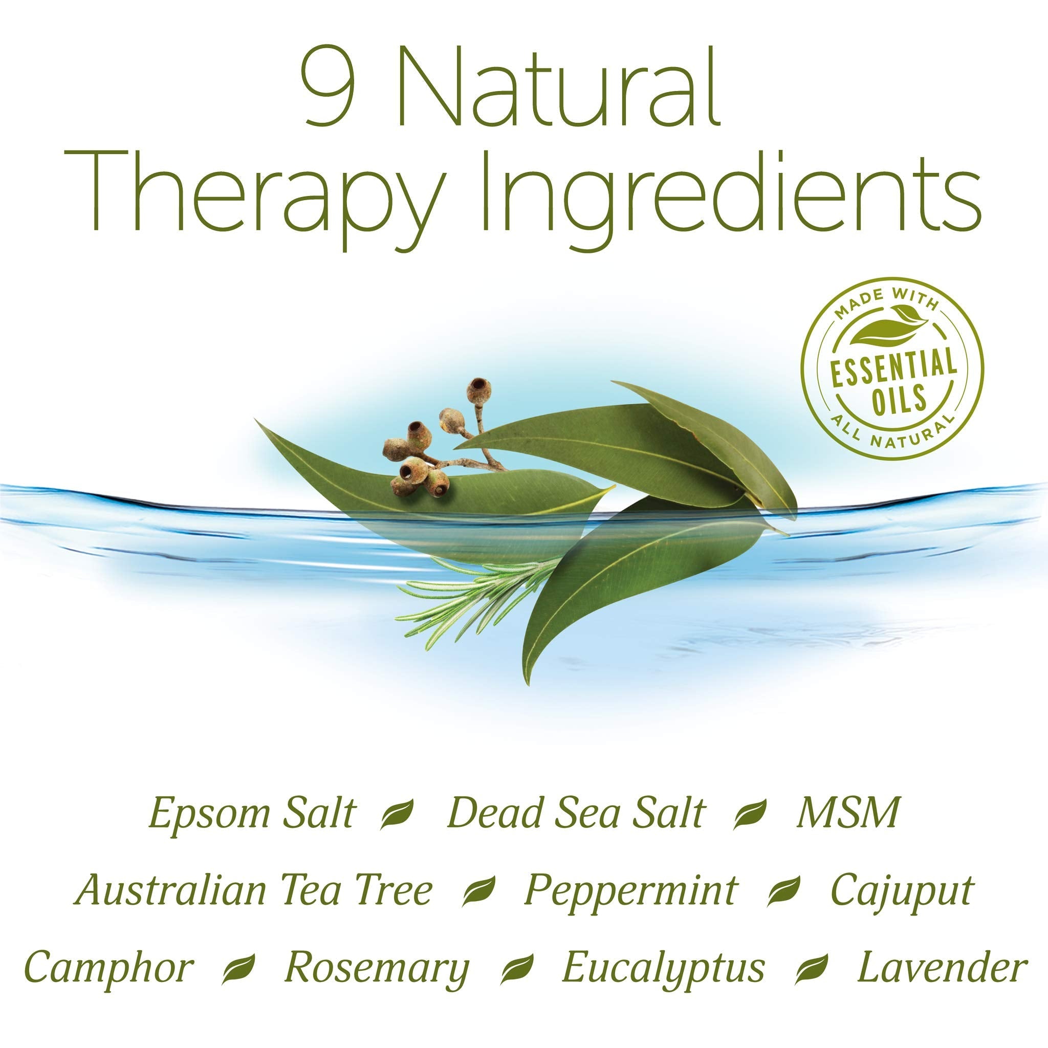 Back label of Epsoak Epsom salt foot soak displaying full ingredient list and directions for use.