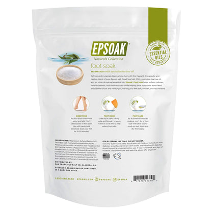 Epsoak therapeutic bath salt poured out demonstrating the clean crystalline texture without artificial dyes.