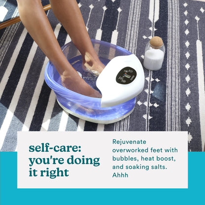 Side profile of Homedics Salt-N-Soak footbath with splash guard
