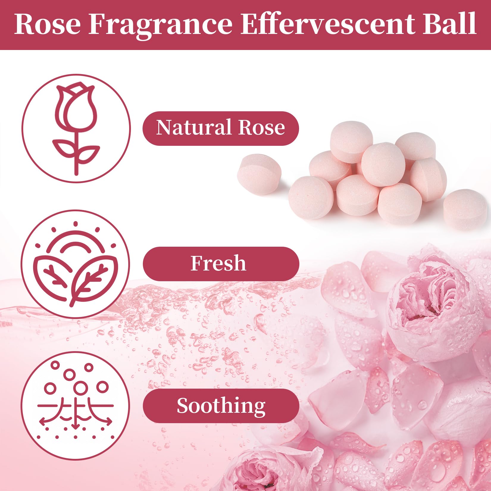 Close up of rose infused moisturizing spa tablets for pedicure