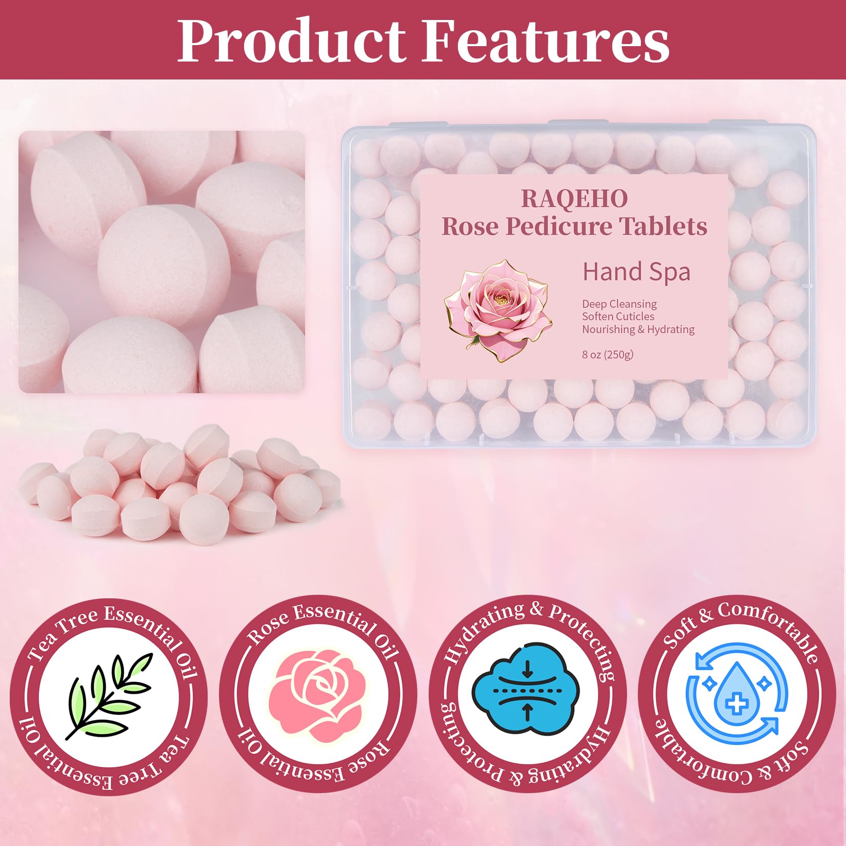 Spa Redi manicure soak balls dissolving in a spa water bowl