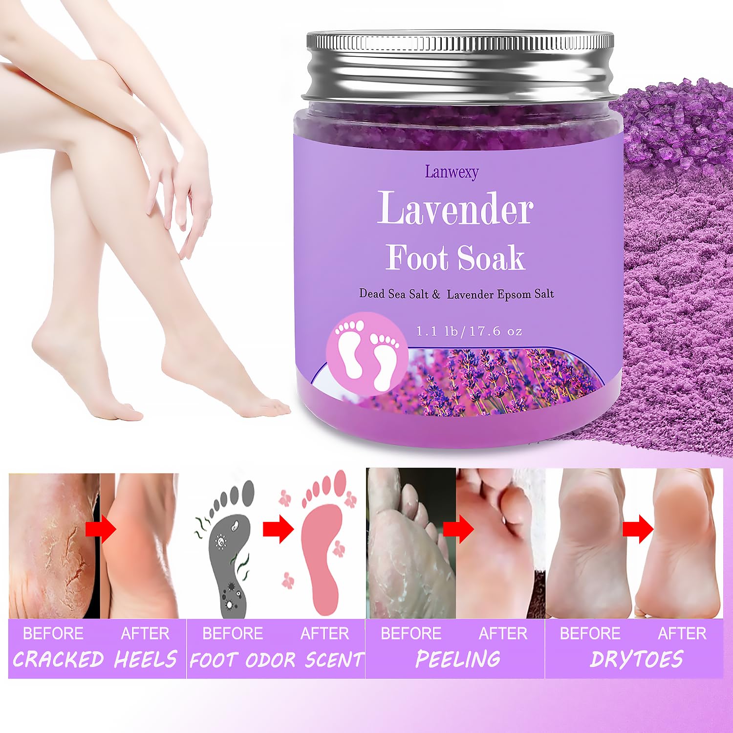 Lanwexy organic foot soak label details and net weight