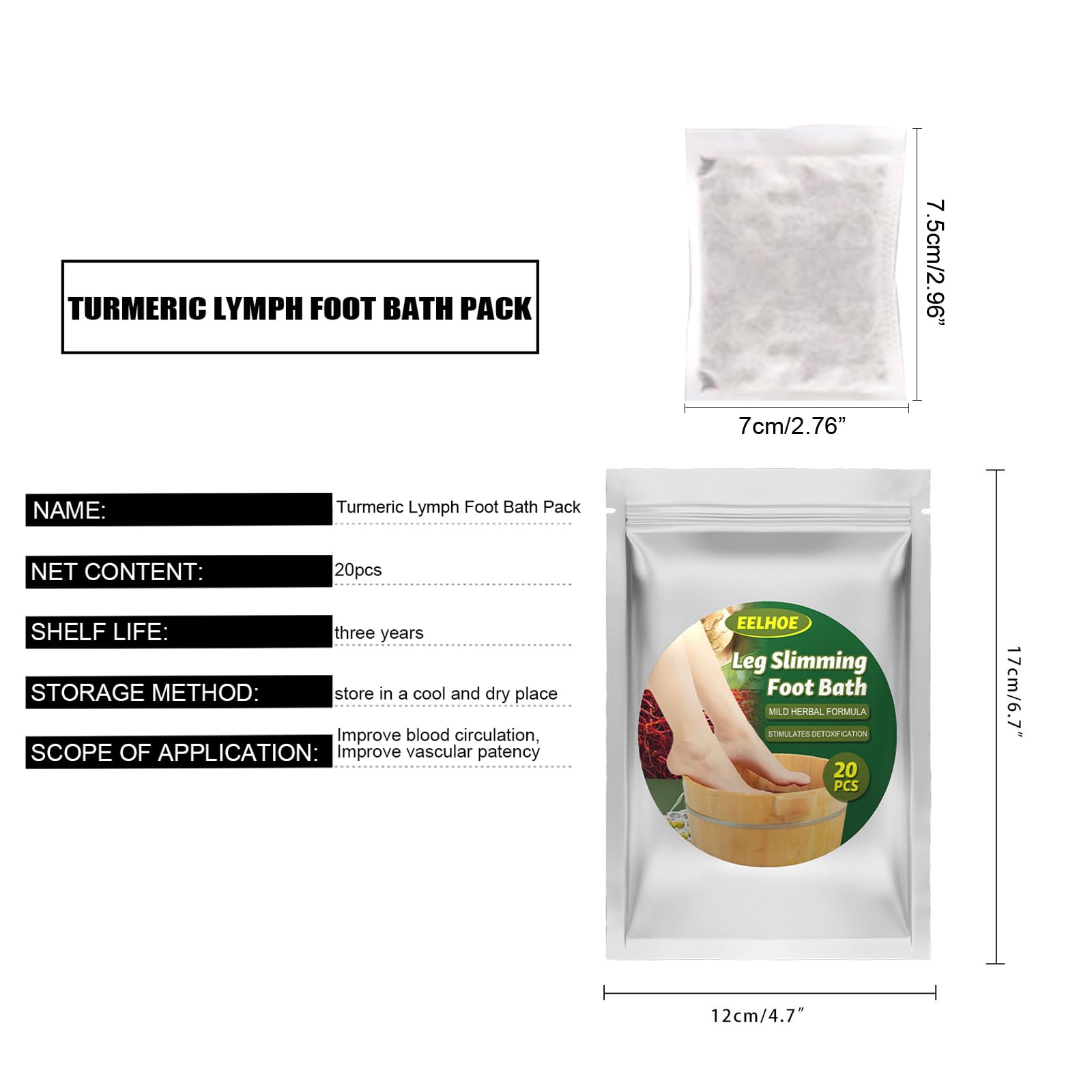 Tyemp ginger foot soak herbal bags packaging