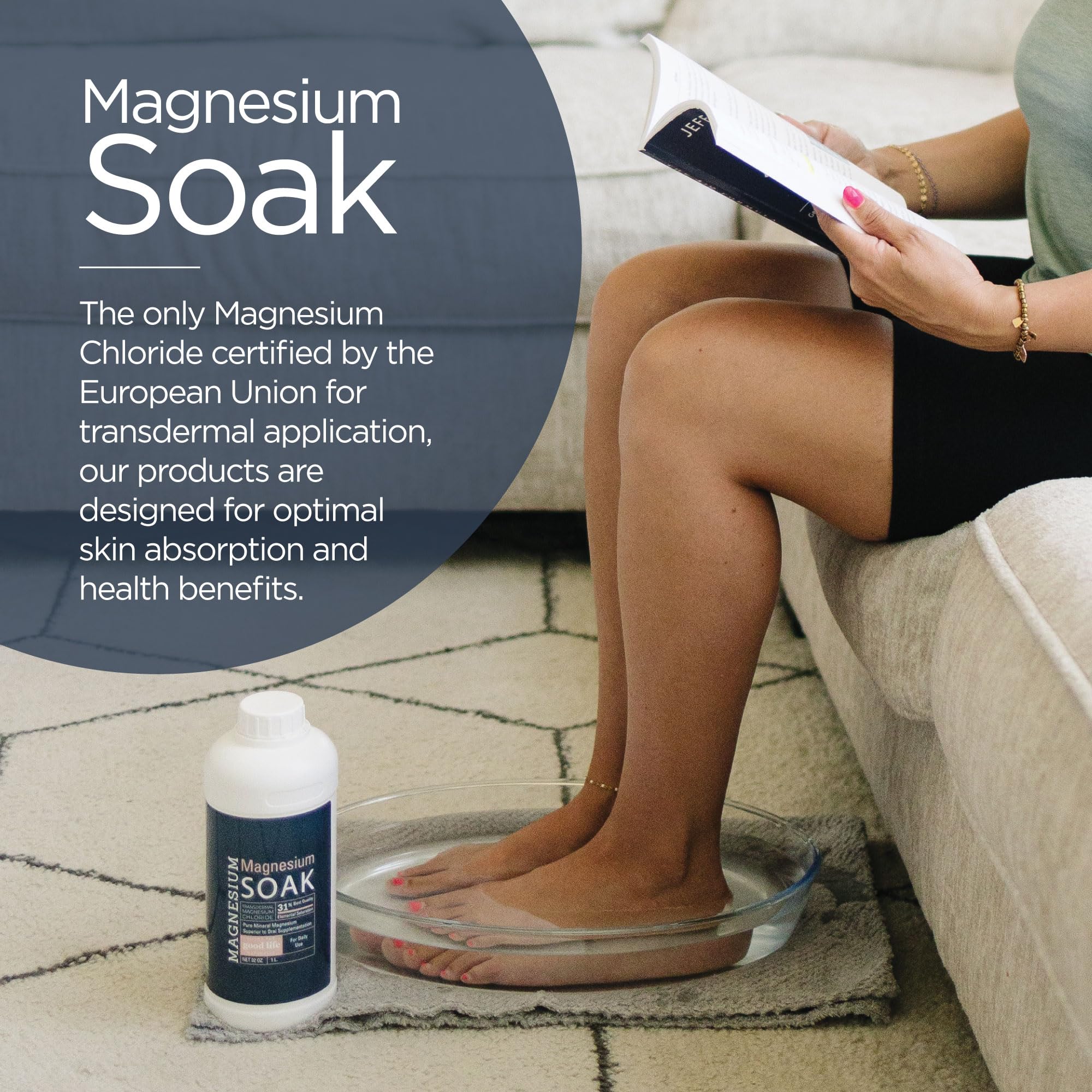 Living the Good Life Naturally Magnesium Soak 32 fluid ounce bottle label