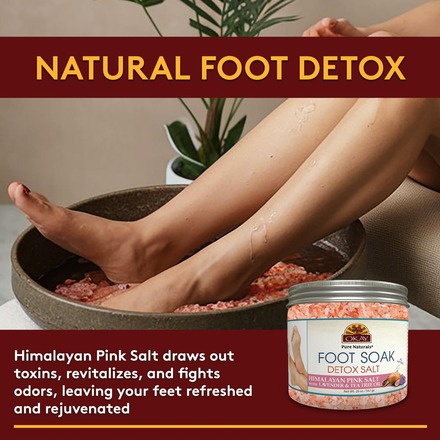 Okay Himalayan pink salt foot soak product packaging