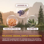 Okay foot soak salt container with key ingredients displayed