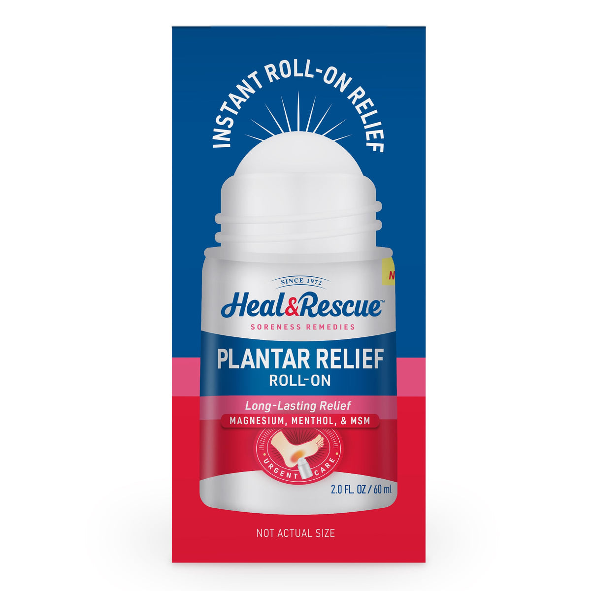 Heal And Rescue Plantar Fasciitis Roll On box packaging and bottle