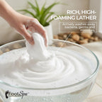 FootSpa Foot Soak bottle label showing eucalyptus and peppermint oil details
