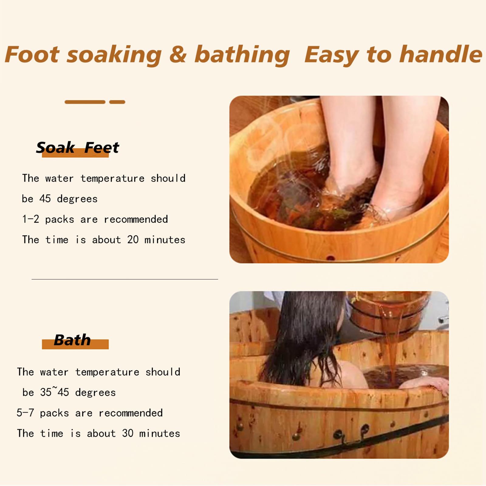 Instructional diagram for using herbal foot soak bags