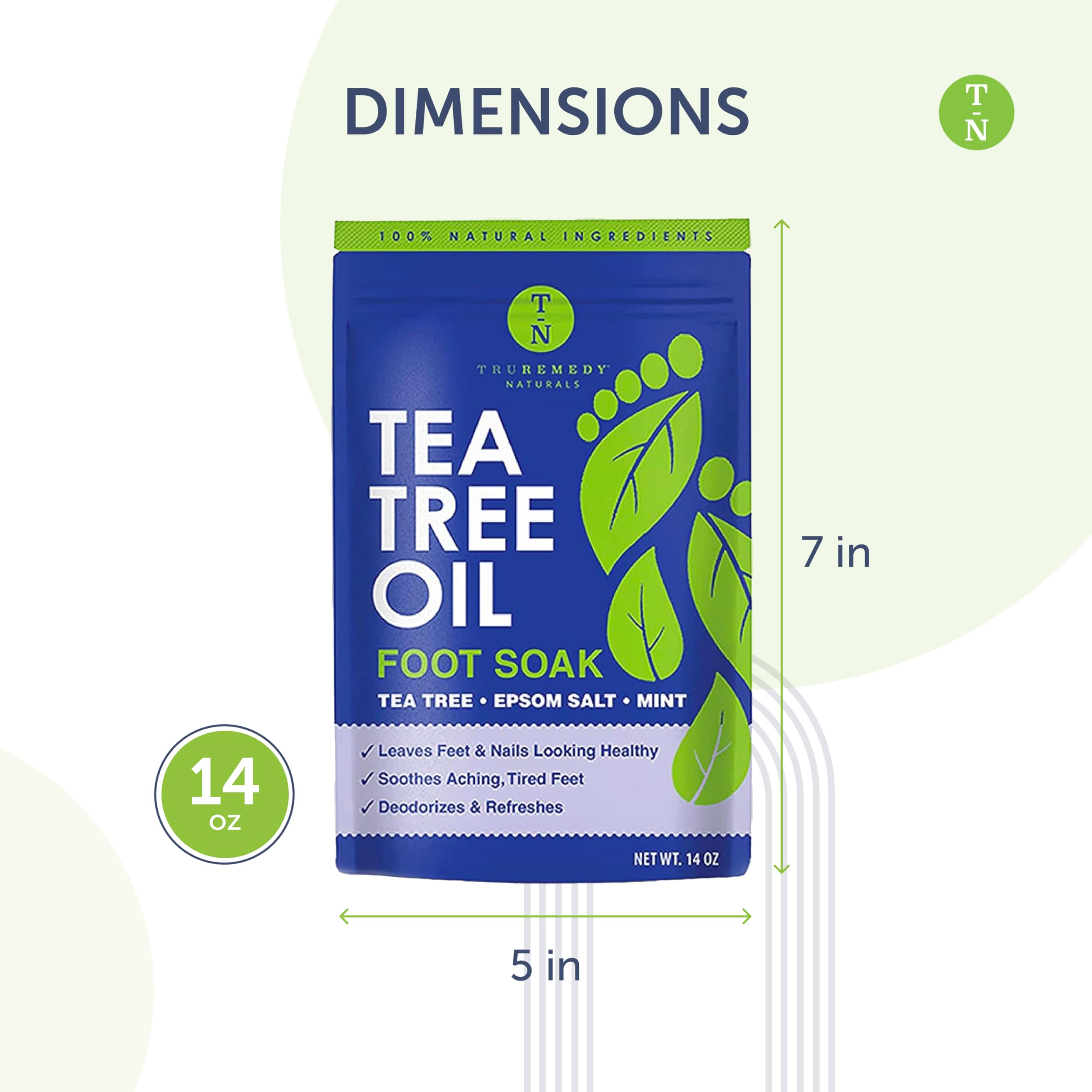Tea tree oil and mint foot soak jar back label details