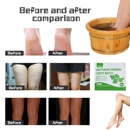 Person relaxing with a warm herbal foot bath