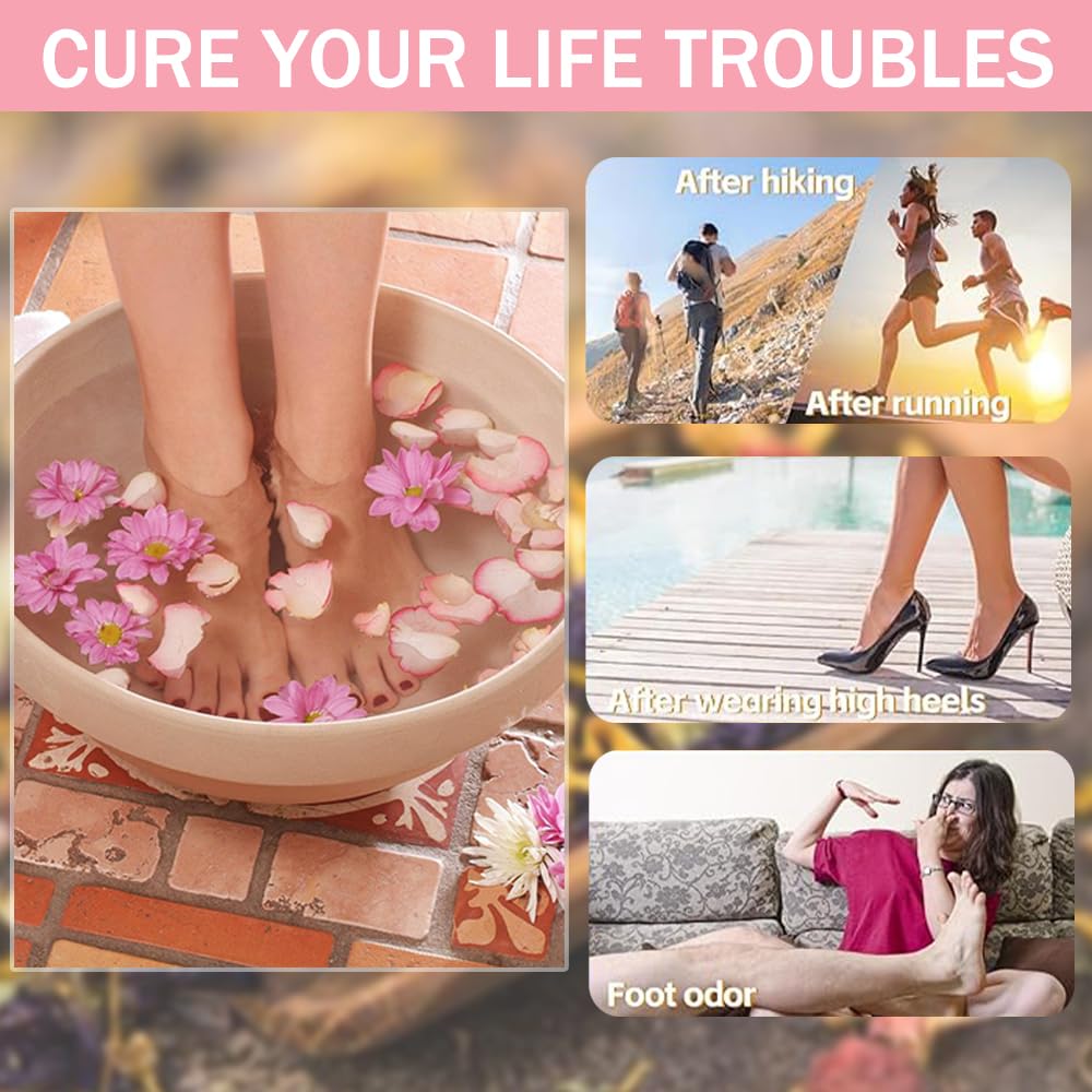 Ouliget foot soak kit being used in a wooden pedicure basin