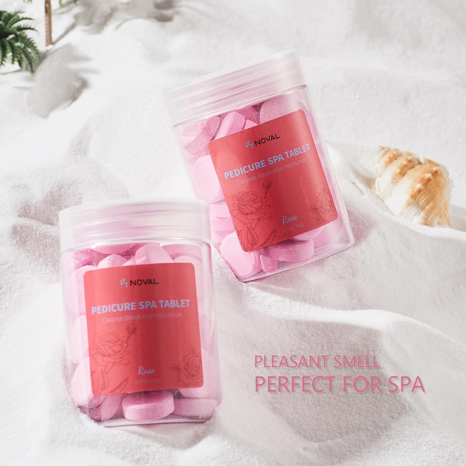 Close up of Noval pedicure spa tablet packaging