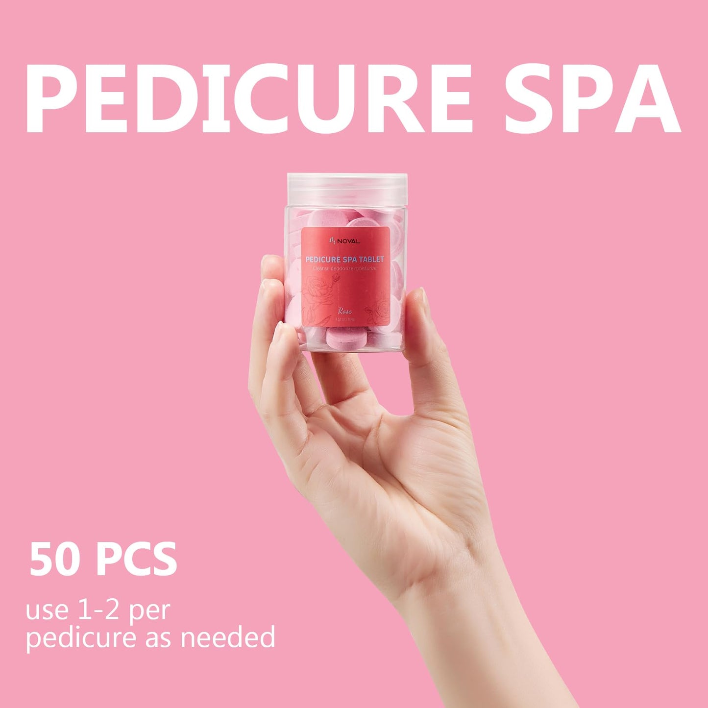 Top view of Noval Pedicure Spa Tablet jar showing branding