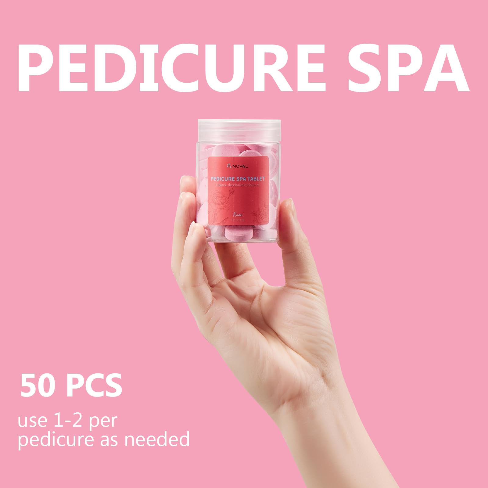 Top view of Noval Pedicure Spa Tablet jar showing branding