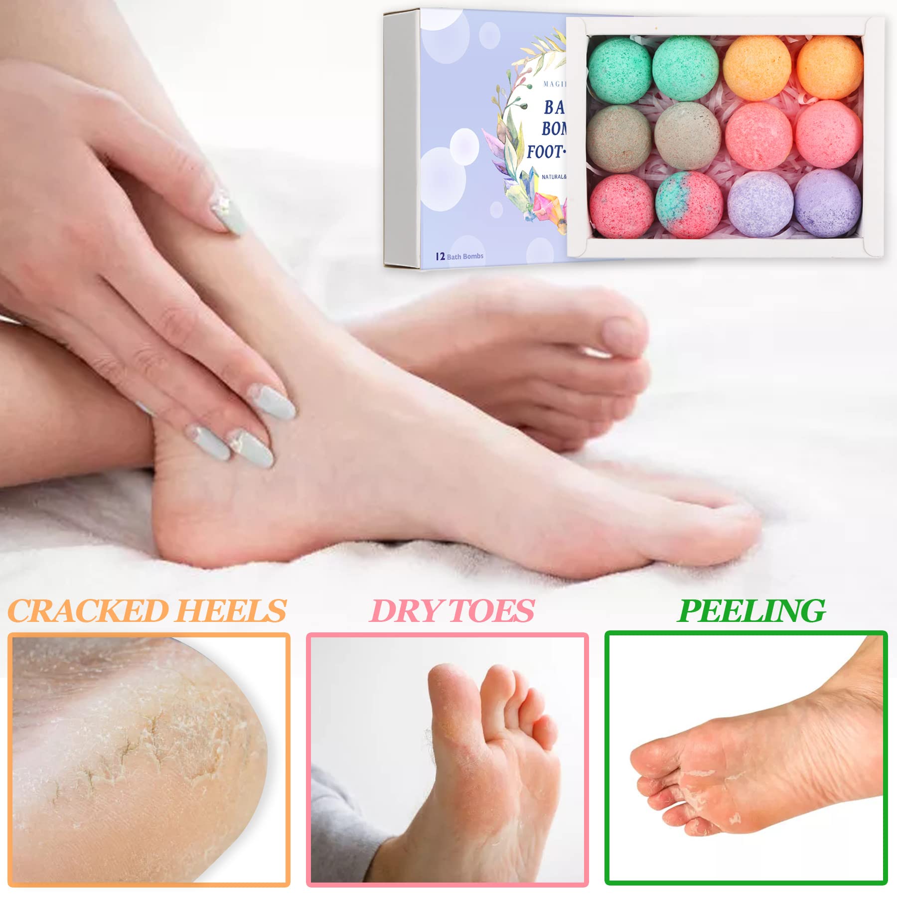 Close up of Magiherbe fizzy foot soak bombs in water