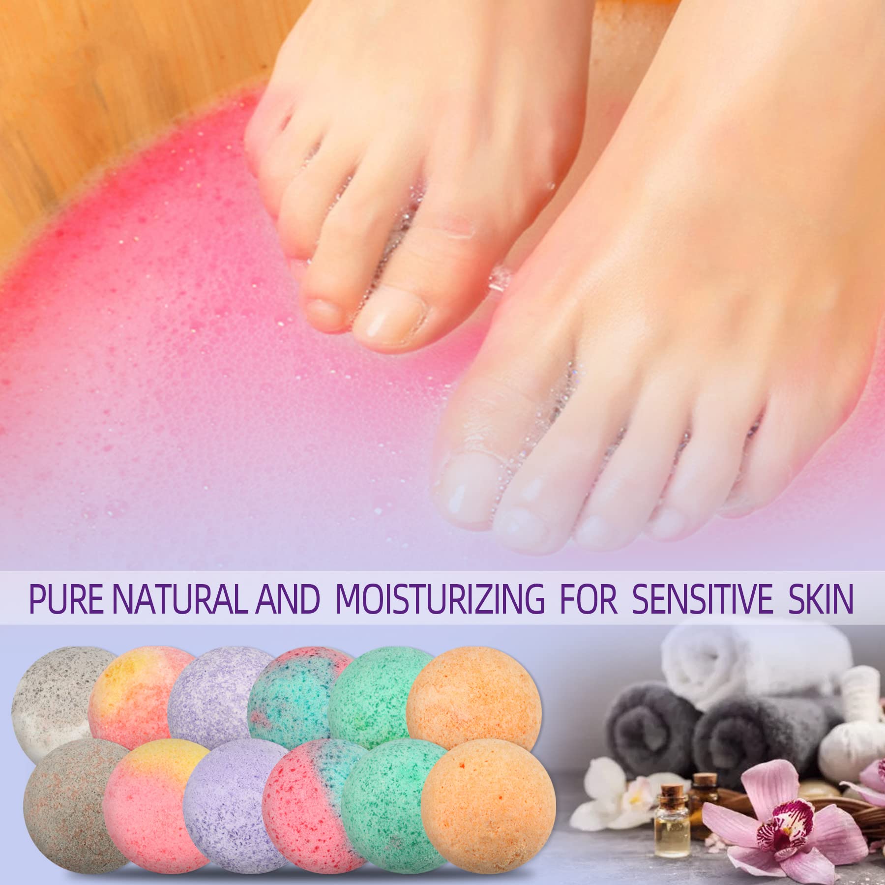Organic ingredients and essential oils foot bath bomb product label