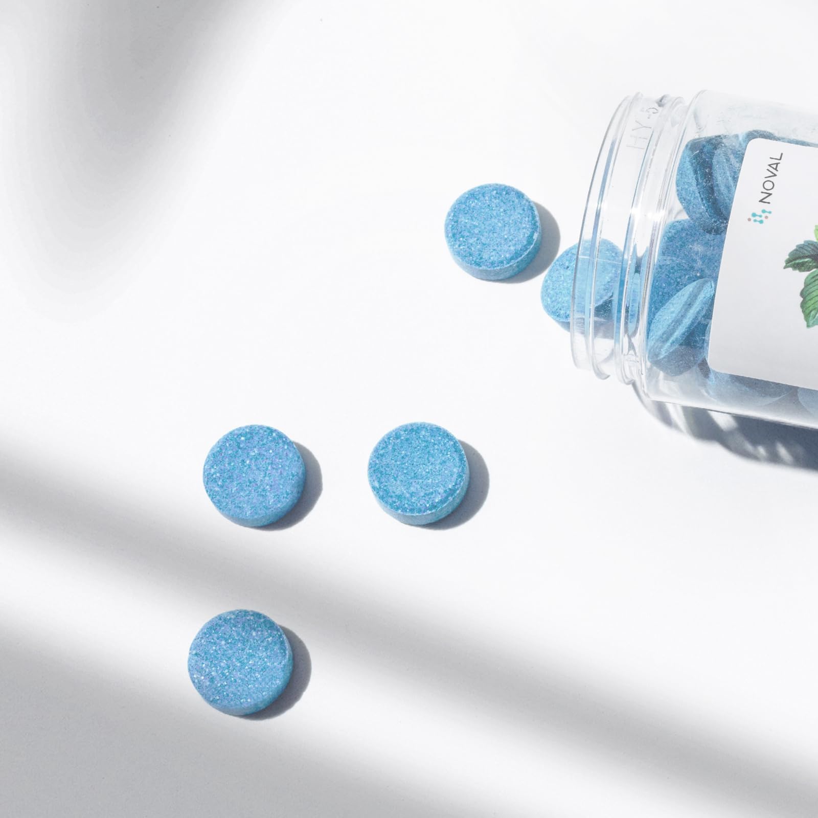 Noval blue mint foot soak tablets in packaging