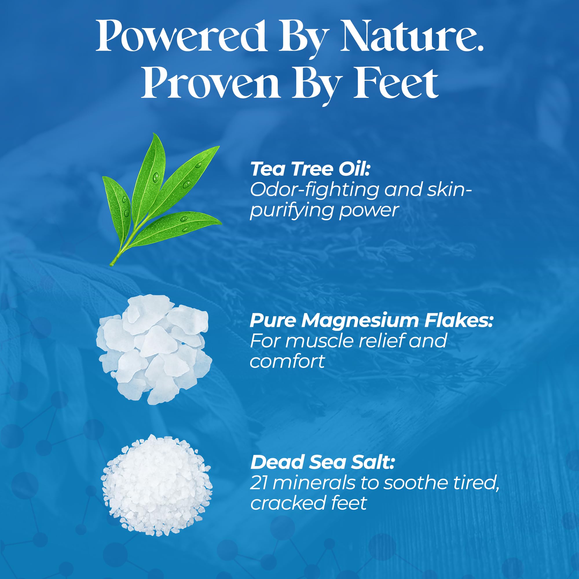 Person soaking feet in a basin using Aromasong therapeutic salts