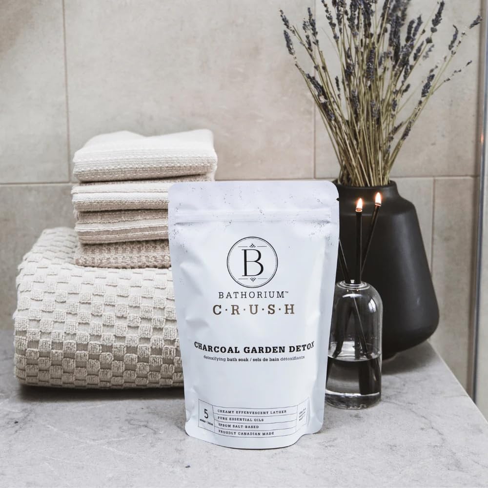 Bathorium Charcoal Garden Detox Crush brand packaging display