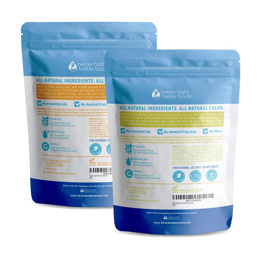 Three pouches of Better Bath Better Body foot soak salt