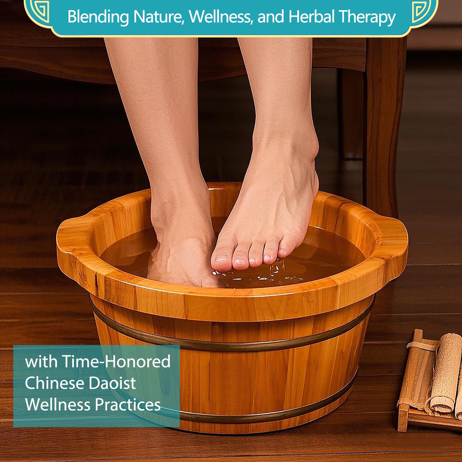 Home pedicure routine using herbal Epsom salt foot soak