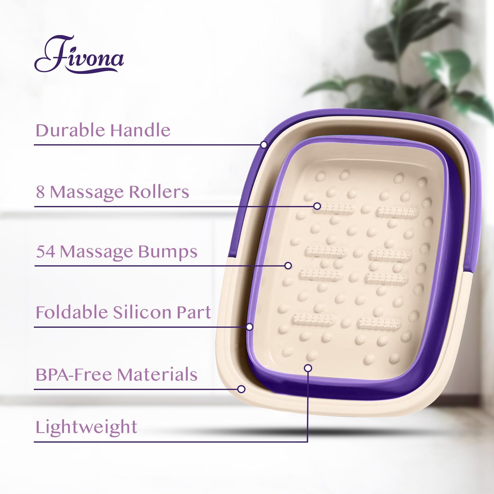 Close up of Fivona foot basin massage rollers and acupressure points