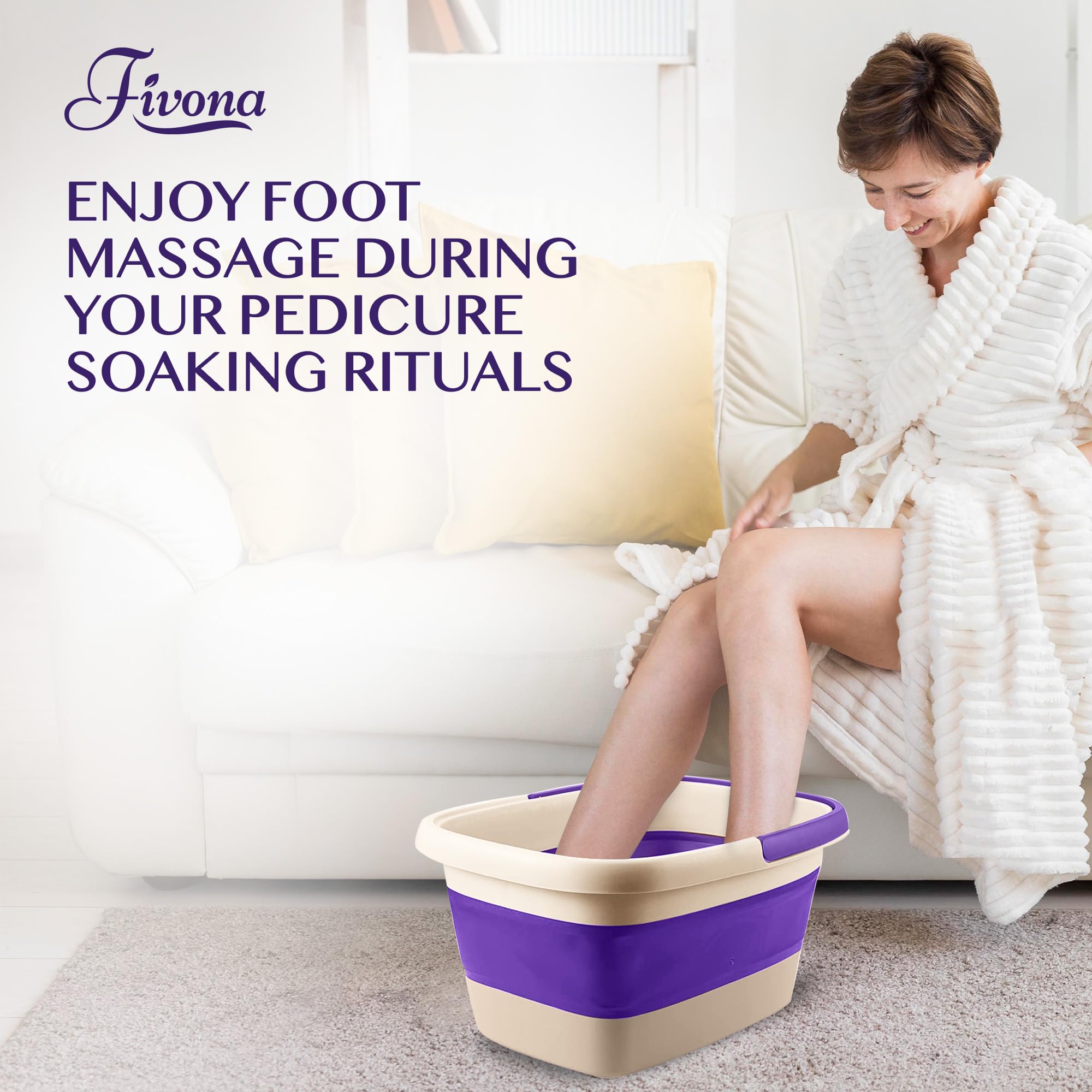 Fivona pedicure soaking tub being held by sturdy handle