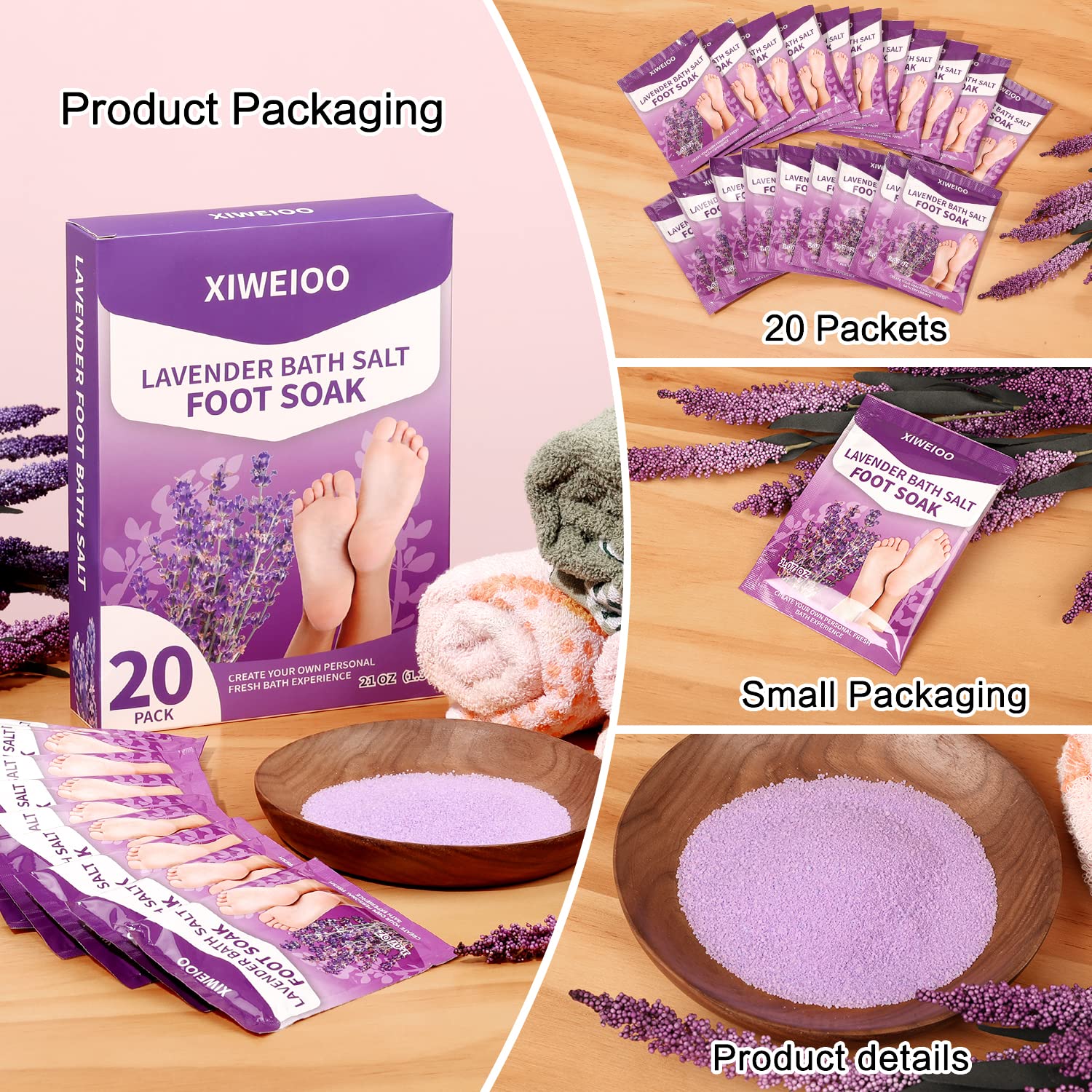 Xiweioo pedicure kit individual salt packets
